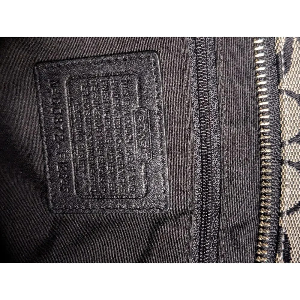Coach Hamptons Signature F12645 Jacquard Tote Bag Black/Gray Preppy Shoulder